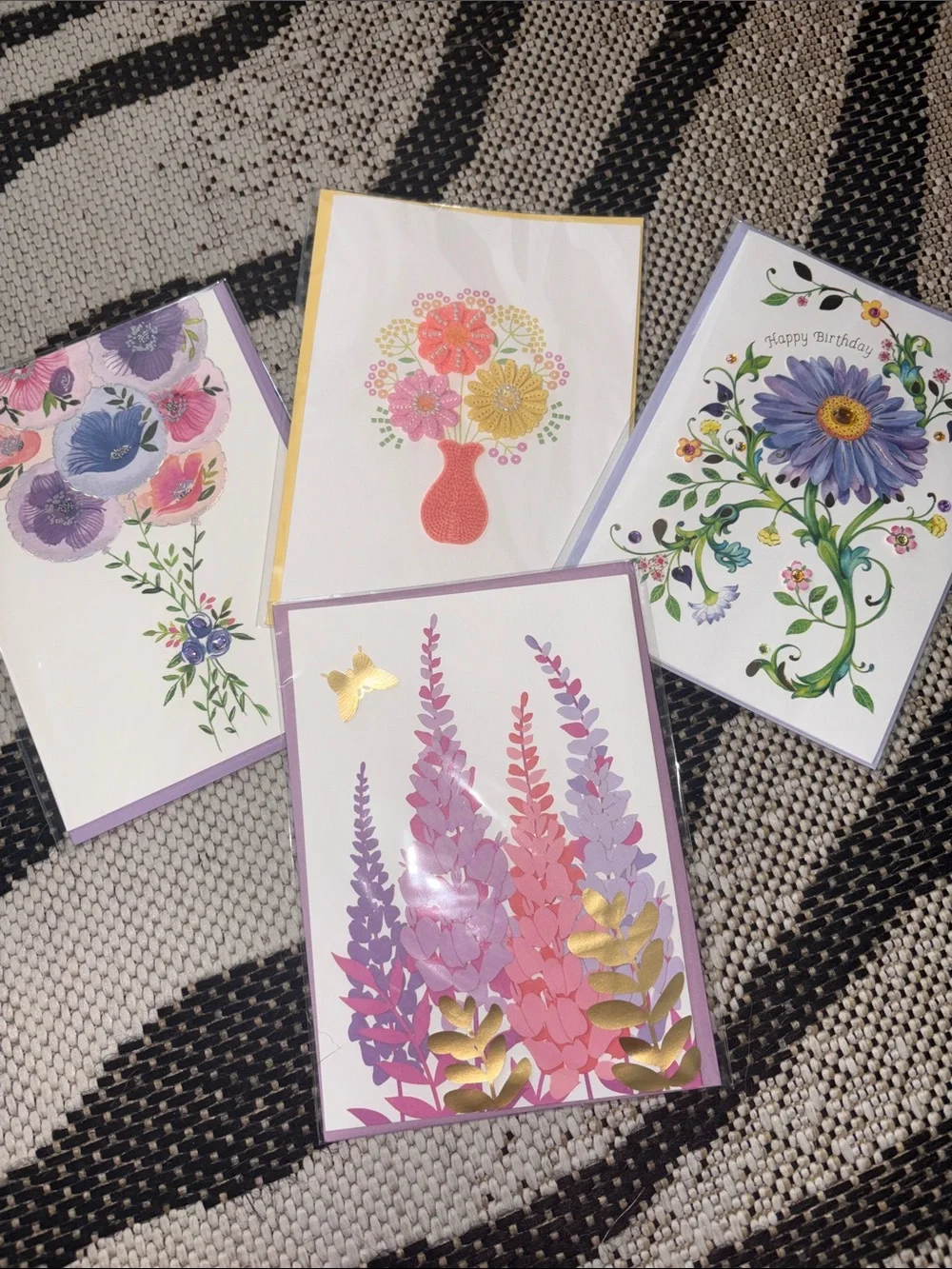 🆕Bundle Of 4 Floral Papyrus Greeting Cards